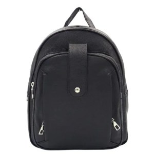 Σακίδιο πλάτης με μοτίβο και τέσσερα φερμουάρ. Μαύρο