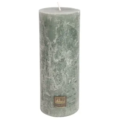 Κερί PTMD κολόνα ρουστίκ γκρι-πράσινο 18 cm