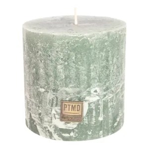 Κερί PTMD κολόνα ρουστίκ γκρι-πράσινο 10 cm