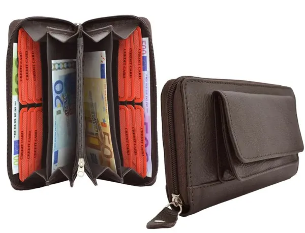 Μεγάλο γυναικείο πορτοφόλι δερμάτινο - φερμουάρ