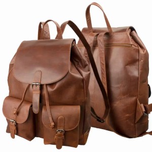 Μεγάλο σακίδιο πλάτης με καπάκι - Δερμάτινο pull-up Buffalo🦬