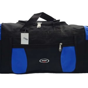 Μεσαία τσάντα ταξιδιού με αθλητική επιγραφή - μπλε