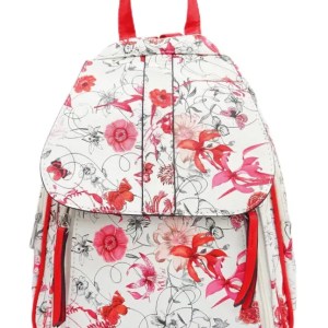 Γυναικείο Σακίδιο Πλάτης από Συνθετικό Δέρμα με Φλοράλ Σχέδιο