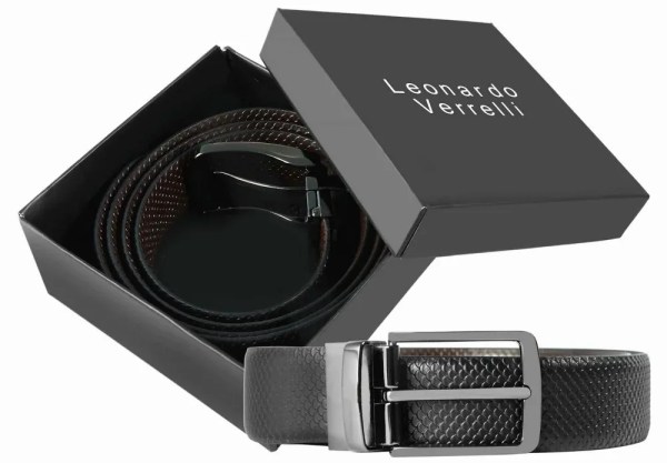 Ζώνη Leonardo Verrelli από γνήσιο δέρμα διπλής όψης