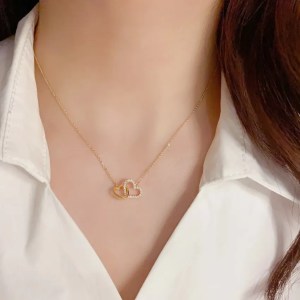 ECARLA Κολιέ από ανοξείδωτο ατσάλι επιχρυσ. με χρυσό 14k