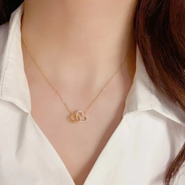 ECARLA Κολιέ από ανοξείδωτο ατσάλι επιχρυσ. με χρυσό 14k