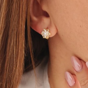 ECARLA Eπιχρυσωμένα σκουλαρίκια 14k από ανοξείδωτο ατσάλι ζεύ.