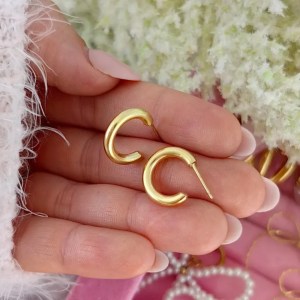 ECARLA Σκουλαρίκια από ανοξ. ατσάλι επιχρυσωμένα 14k ζεύγος