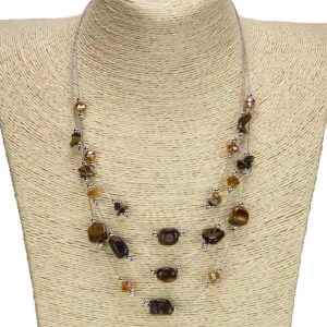 EHAWA 3πλο Μοντέρνο Κολιέ, Tiger eye