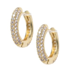 ECARLA Σκουλαρίκια Crystal Hoops από επιχρ. ανοξείδωτο ατσάλι 14 κ ζευγος