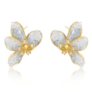 ECARLA Σκουλαρίκια από ανοξείδωτο ατσάλι επιχρ. με χρυσό 14k