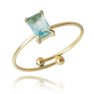 ECARLA Δαχτυλίδι από ανοξείδωτο ατσάλι επιχρ., με χρυσό 14k