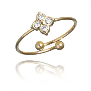 ECARLA Δαχτυλίδι από ανοξείδωτο ατσάλι επιχρ. με χρυσό 14k