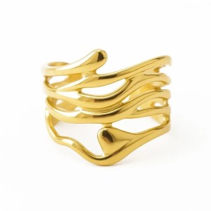 ECARLA Δαχτυλίδι από επιχρυσωμένο 14k χειρουργικό ατσάλι r