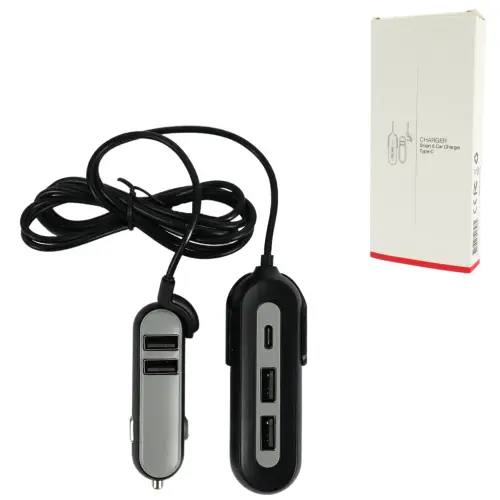 Φορτιστής αυτοκινήτου 5x USB/USB-C 150 cm - Image 3