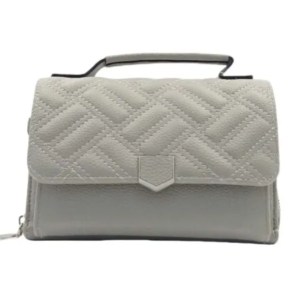 Τσάντα με σχέδια με μεταλλική διακόσμηση - γκρι