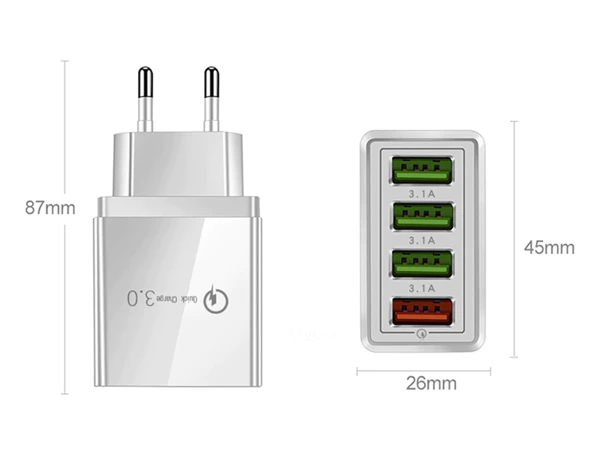 Γρήγορος φορτιστής τοίχου 4xUSB - Image 3