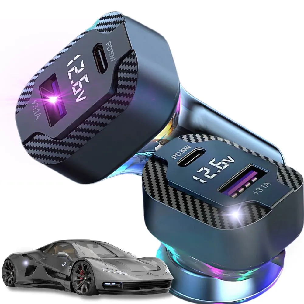 Γρήγορος φορτιστής αυτοκινήτου USB C 30Wκαι USB A 15W - Image 1