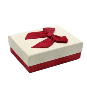 Κουτί δώρου, μπεζ με κόκκινο φιόγκο