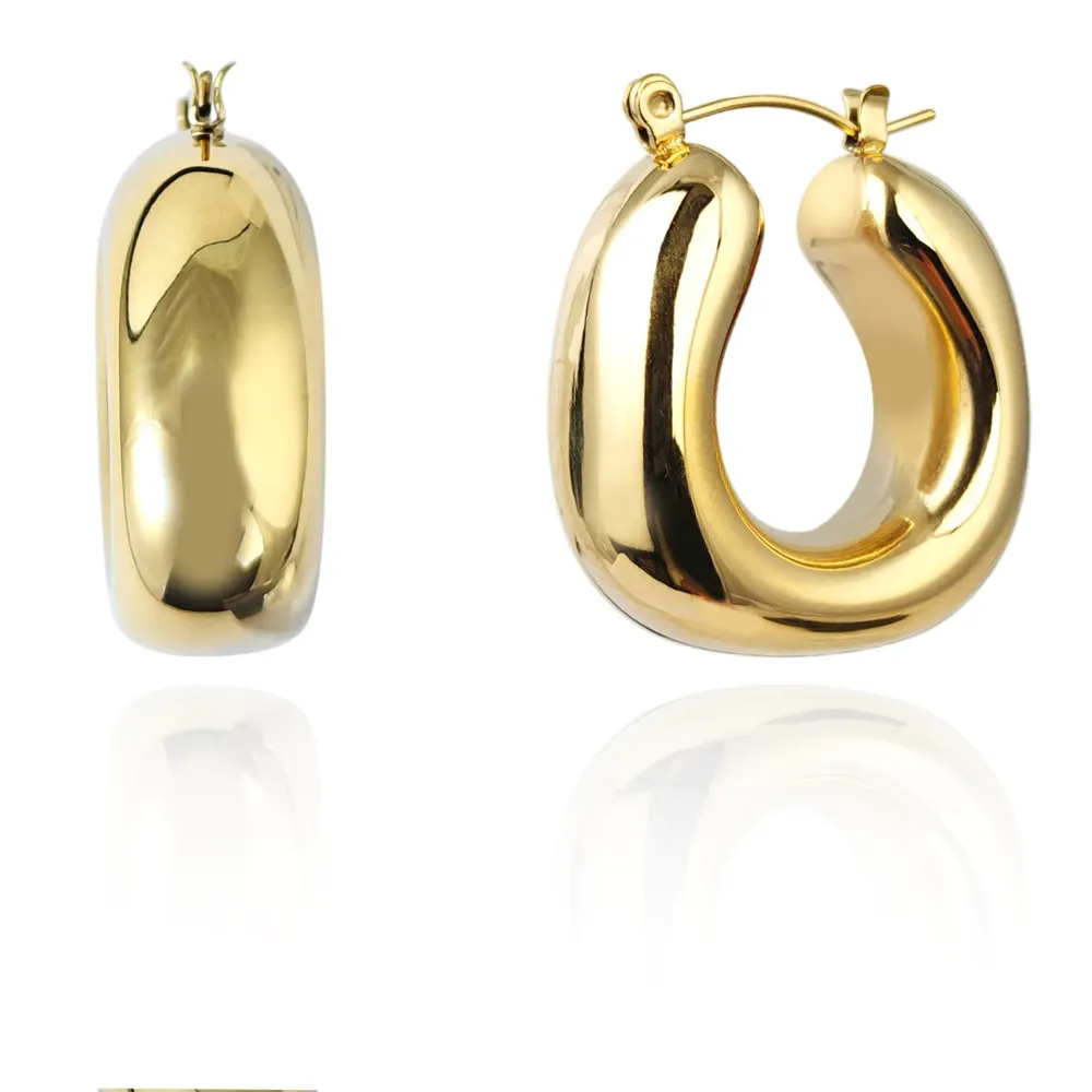 ECARLA ζεύγος σκουλαρίκια Lustrous Hoops Επιχ με 14κ χρυσό - Image 5