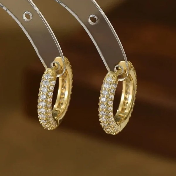 ECARLA Σκουλαρίκια Crystal Hoops από επιχρ. ανοξείδωτο ατσάλι 14 κ ζευγος - Image 2