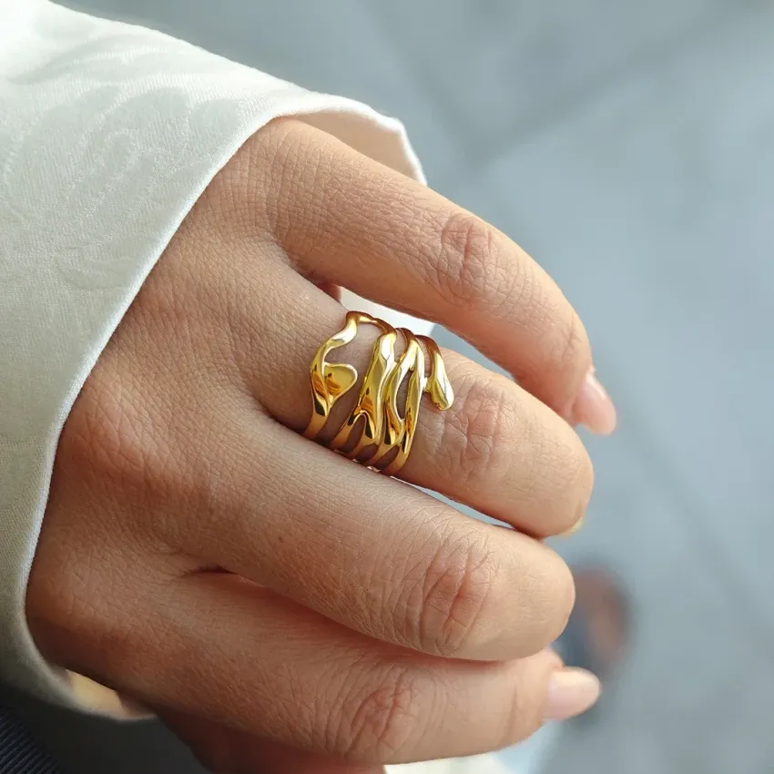ECARLA Δαχτυλίδι από επιχρυσωμένο 14k χειρουργικό ατσάλι r - Image 2